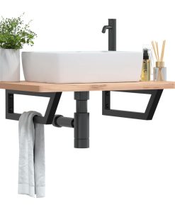 Reggimensole Per Lavabo 2 Pz Nere Trapezio In Acciaio