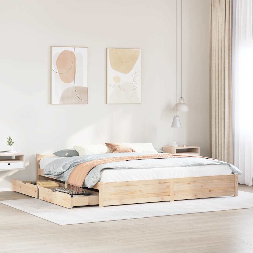 Letto Senza Materasso 200x200 Cm In Legno Massello Di Pino