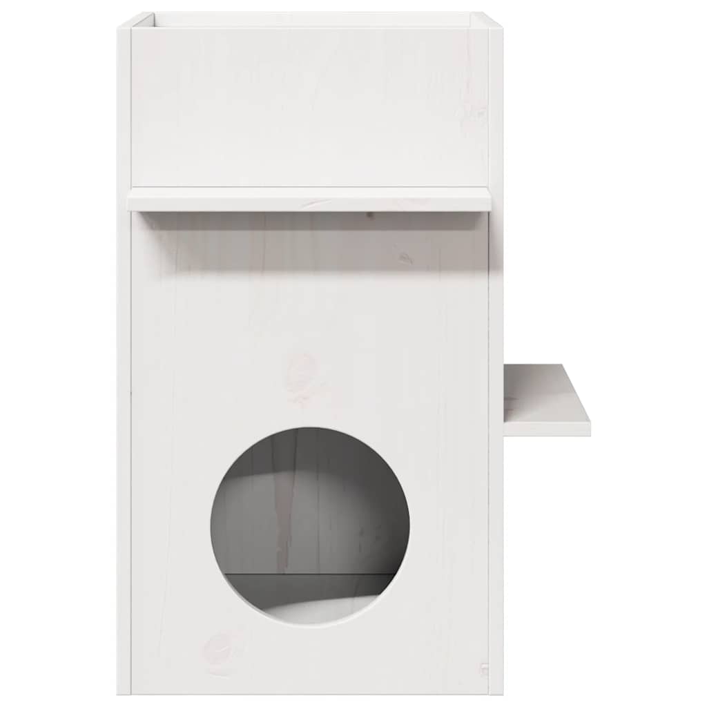 Cuccia Per Gatti Bianca 43x43x60 Cm In Legno Massello Di Pino - Image 3