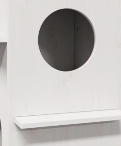 Cuccia Per Gatti Bianca 43x43x60 Cm In Legno Massello Di Pino