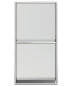 Nicchia Per Doccia Argento Spazzolato 32x62x9cm In Acciaio Inox