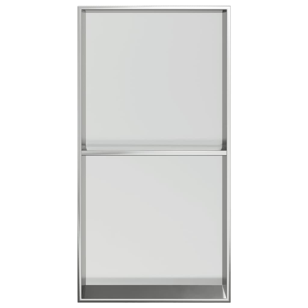 Nicchia Per Doccia Argento Spazzolato 32x62x9cm In Acciaio Inox