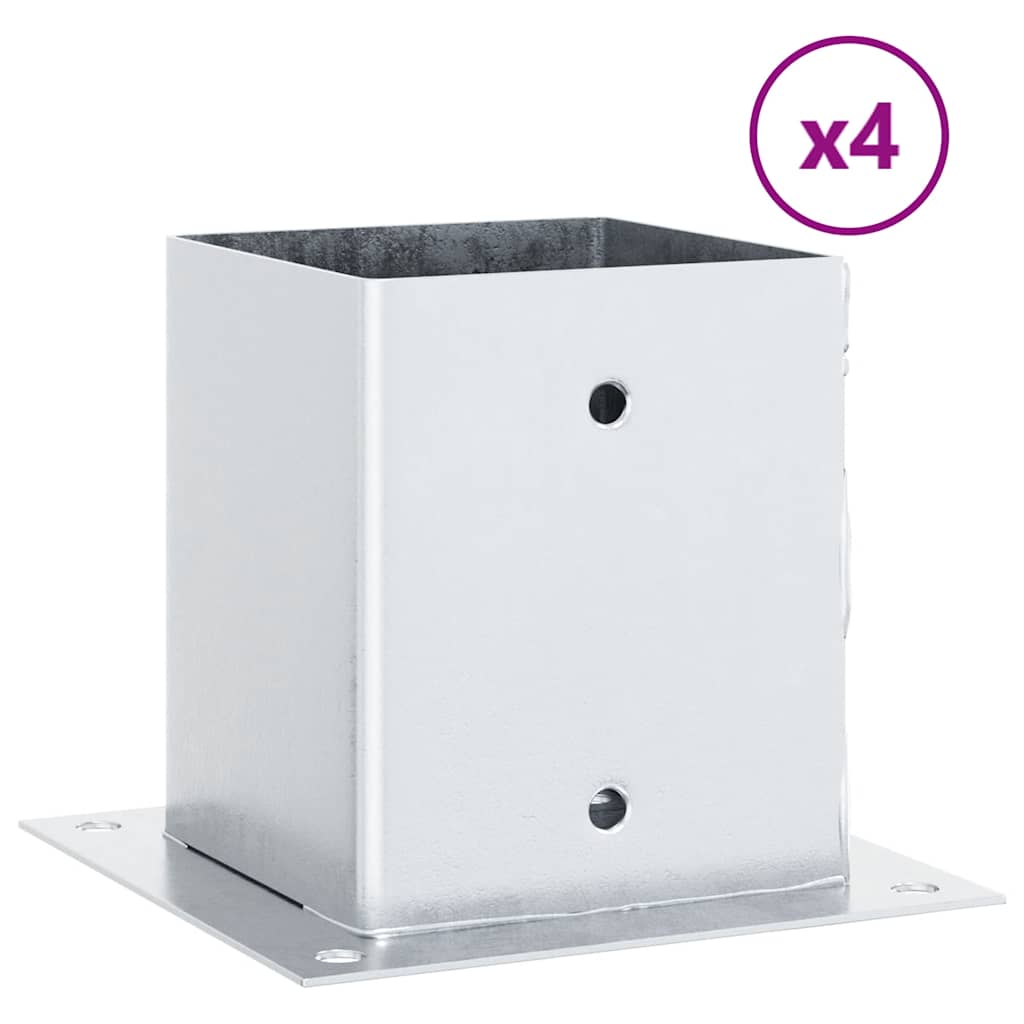 Basi Per Pali Quadrate 4 Pz Argento 121x121 Mm Acciaio Zincato - Image 3