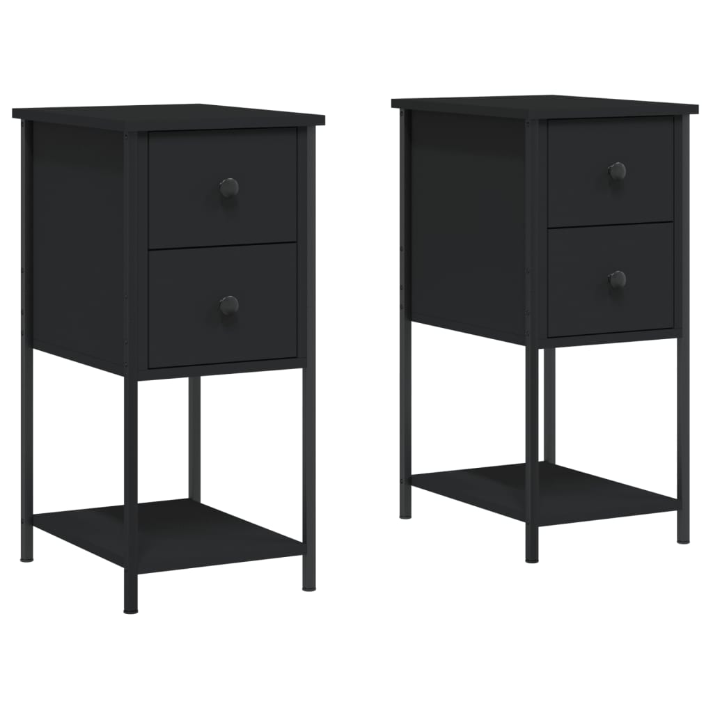 Comodini 2 Pz Neri 32x42x70 Cm In Legno Multistrato