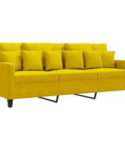 Divano A 3 Posti Giallo 180 Cm In Velluto
