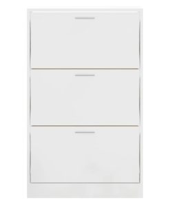 Scarpiera Bianco Lucido 63x24x103 Cm In Legno Multistrato