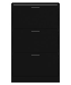 Scarpiera Nera 63x24x103 Cm In Legno Multistrato