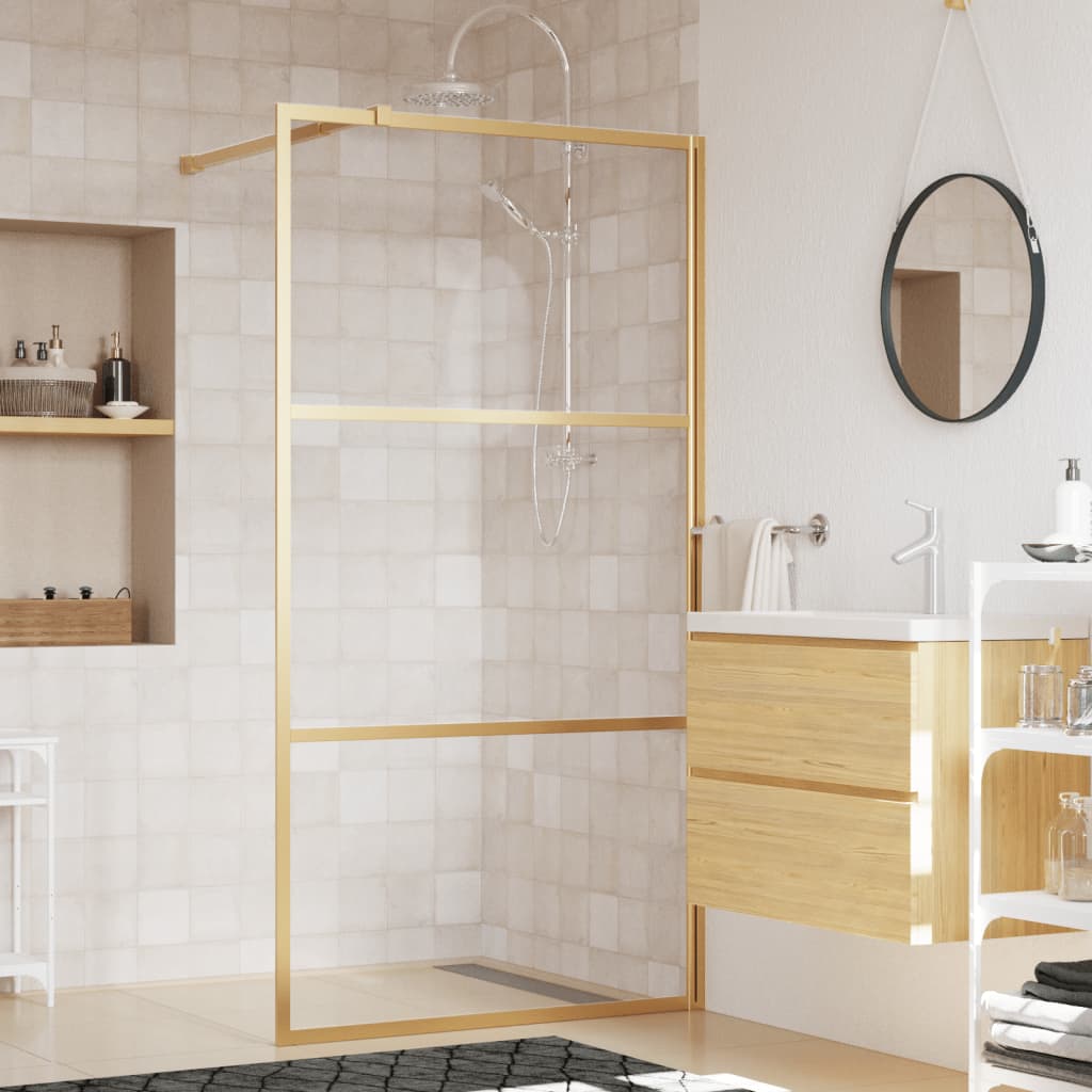 Parete Per Doccia WalK-In Vetro Trasparente Esg 115x195 Cm Oro - Image 5