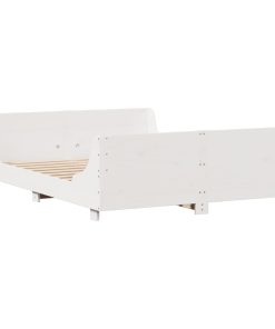 Letto Libreria Senza Materasso Bianco 140x200 Cm Legno Massello