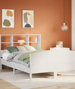 Letto Libreria Senza Materasso Bianco 140x200 Cm Legno Di Pino