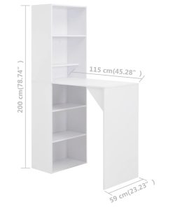 Tavolo Da Bar Con Mobiletto Bianco 115x59x200 cm