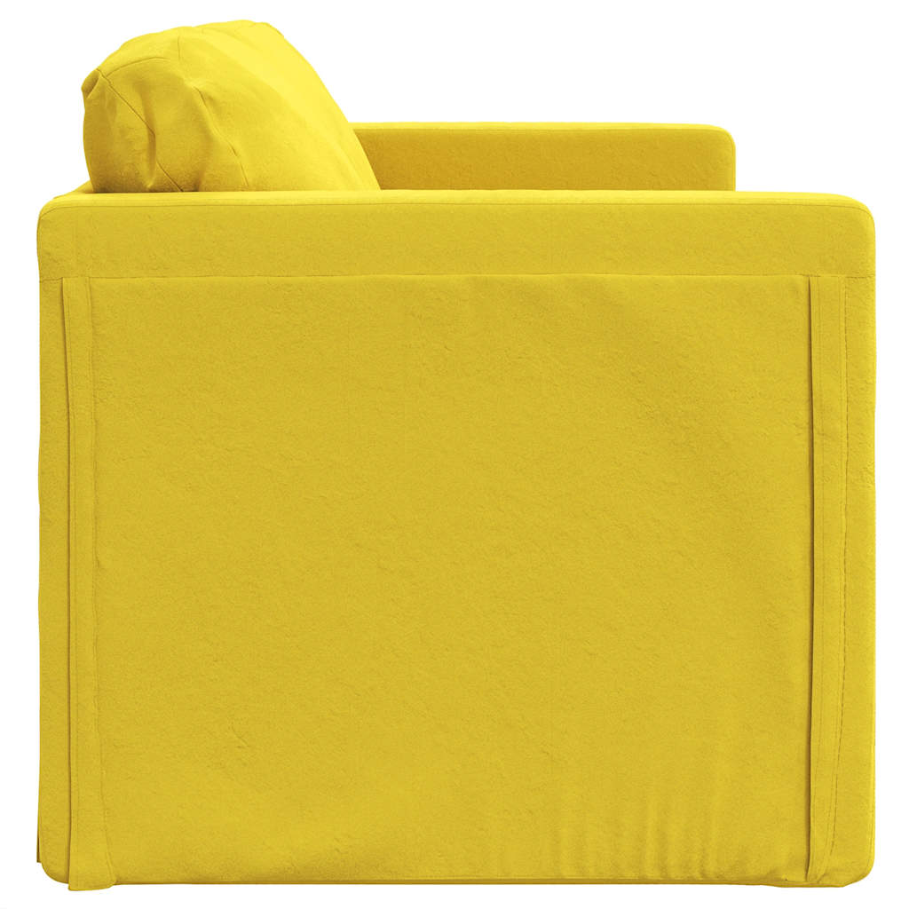 Divano Letto Da Terra 2 In 1 Giallo Scuro 122x204x55 Cm Velluto