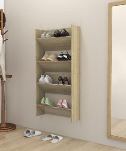 Scarpiere A Muro 2pz Rovere Sonoma 60x18x60cm Legno Multistrato