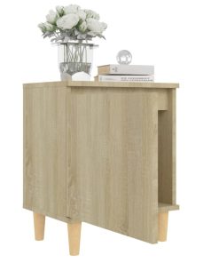 Comodino Con Gambe In Legno Massello Rovere Sonoma 40x35x50cm