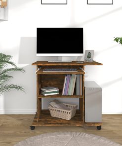 Scrivania Per Computer Rovere Fumo 80x50x75cm Legno Multistrato