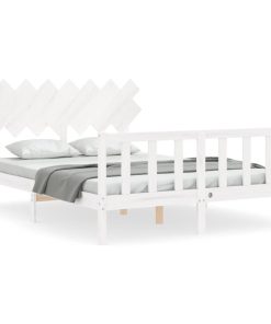 Letto Senza Materasso Bianco 140x190 Cm Legno Massello Di Pino