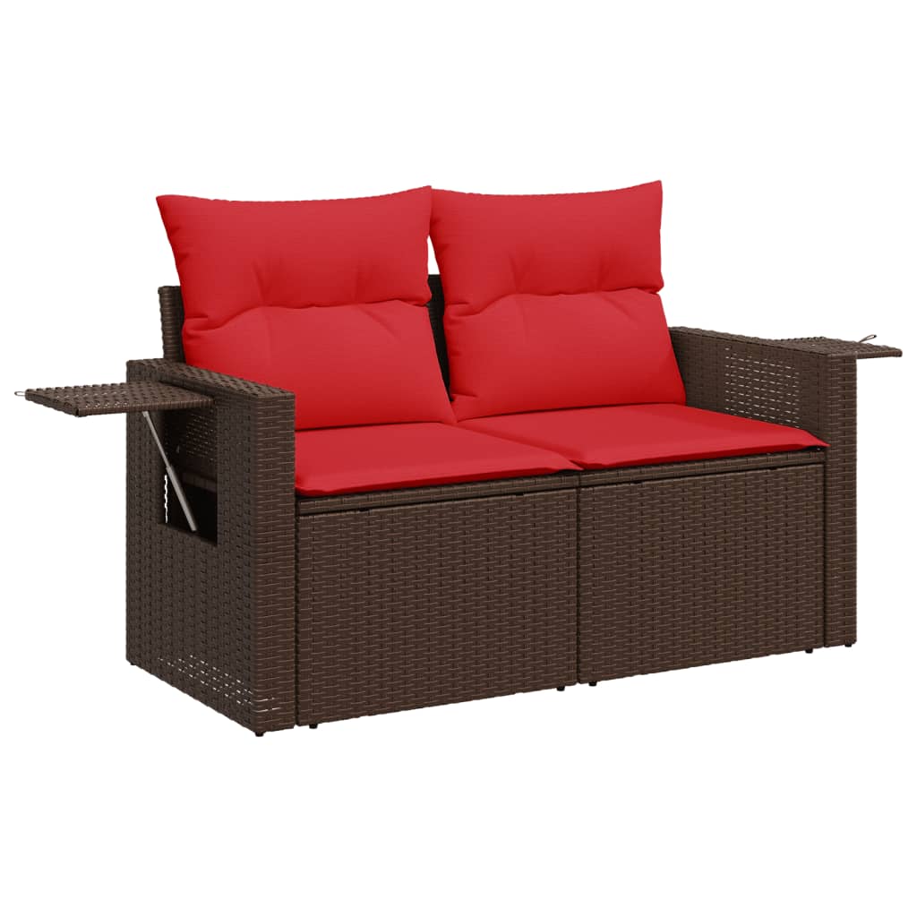 Divano Da Giardino Con Cuscini A 2 Posti Marrone In Polyrattan