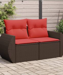 Divano Da Giardino Con Cuscini A 2 Posti Marrone In Polyrattan