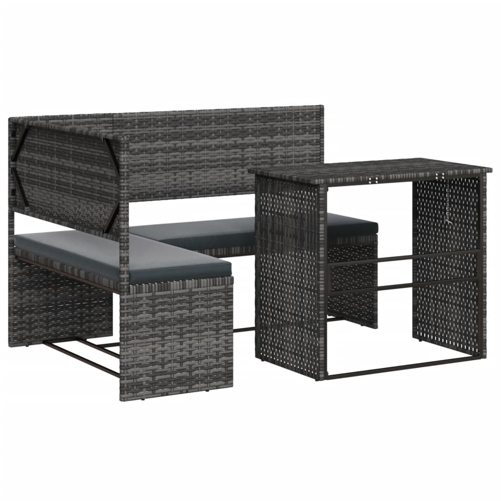 Divano Da Giardino Con Tavolo E Cuscini A L Grigio Polyrattan