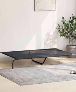 Cuccia Per Cani Rialzata Nera 150x90x20 Cm Textilene E Acciaio