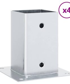 Basi Per Pali Quadrate 4 Pz Argento 91x91 Mm In Acciaio Zincato