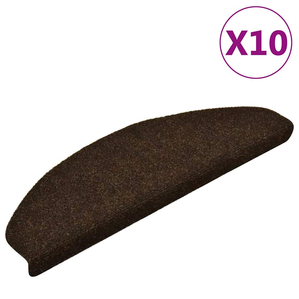 Tappetini Per Scale Autoadesivi 10 Pz 65x21x4 Cm Marrone Semicircolari Grandi