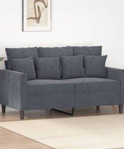 Divano A 2 Posti Grigio Scuro 120 Cm In Velluto