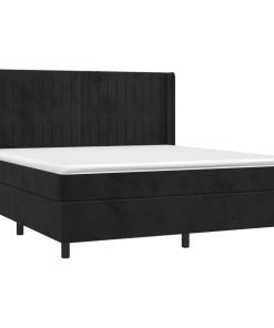Giroletto A Molle Con Materasso Nero 180x200 Cm In Velluto