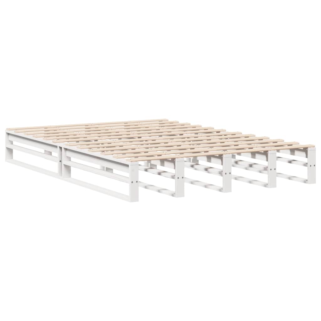 Letto Libreria Senza Materasso Bianco 140x190 Cm Legno Massello