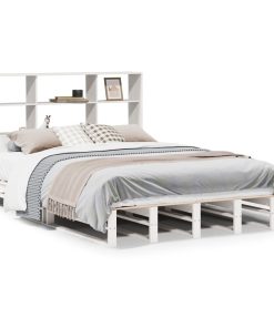 Letto Libreria Senza Materasso Bianco 120x200 Cm Legno Massello