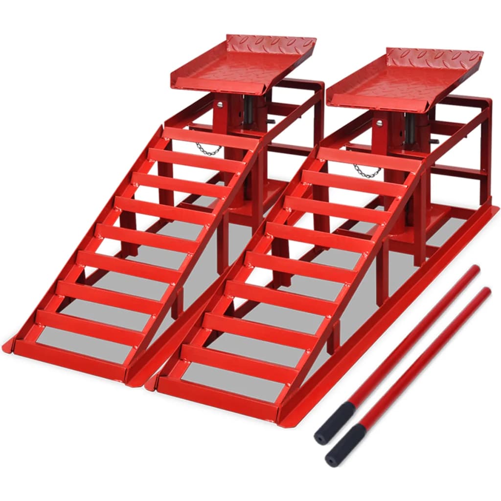 Rampe Di Sollevamento Riparazione Auto 2 Pz Acciaio Rosso