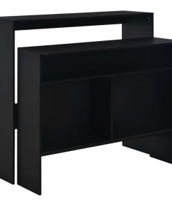 Tavolo Da Bar Con 2 Piani D'appoggio Nero 130x40x120 cm