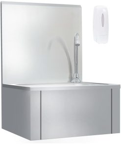 Lavandino Con Rubinetto E Dispenser Sapone In Acciaio Inox