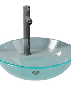 Lavandino Con Rubinetto E Piletta Vetro Temperato Trasparente