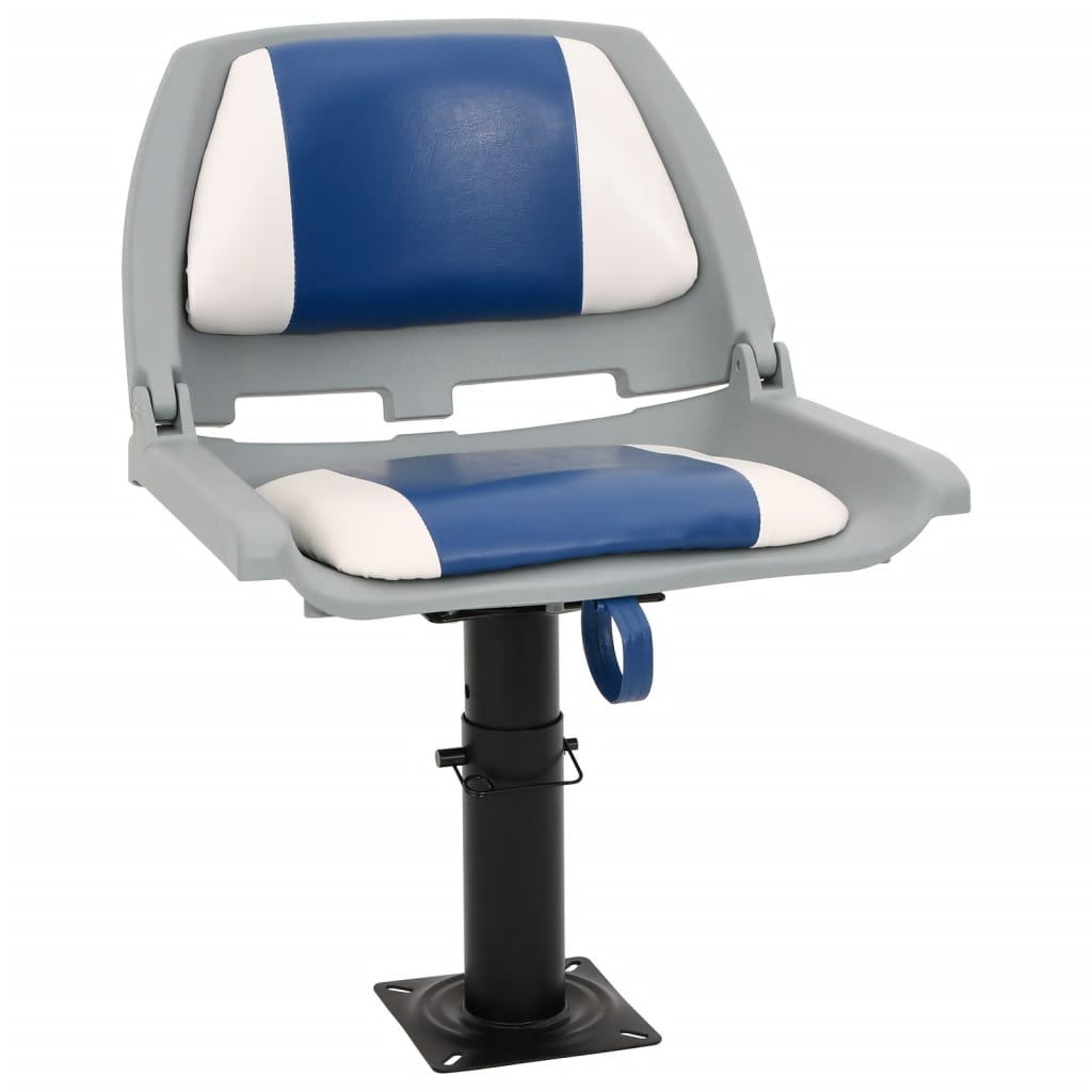 Set Sedile Per Barca Pieghevole 2pz Blu E Bianco 48x51x41 cm