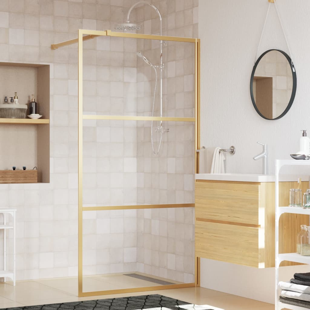 Parete Per Doccia WalK-In Vetro Trasparente Esg 100x195 Cm Oro - Image 4