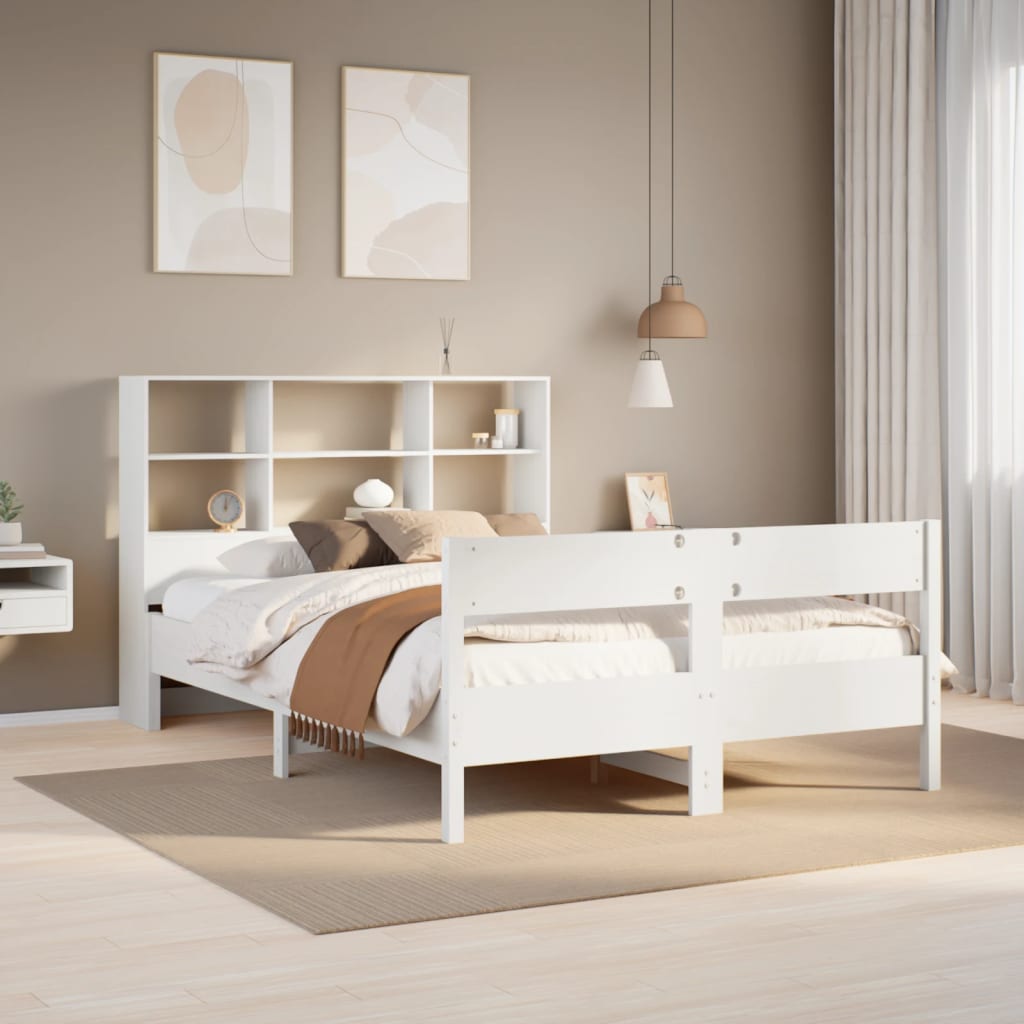 Letto Libreria Senza Materasso Bianco 120x190 Cm Legno Di Pino