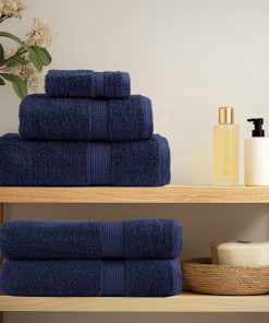 Asciugamani Da Doccia Solund 4 Pz Blu Navy 70x140cm 600gsm