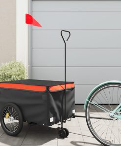 Rimorchio Da Bici Nero E Arancione 30 Kg In Ferro