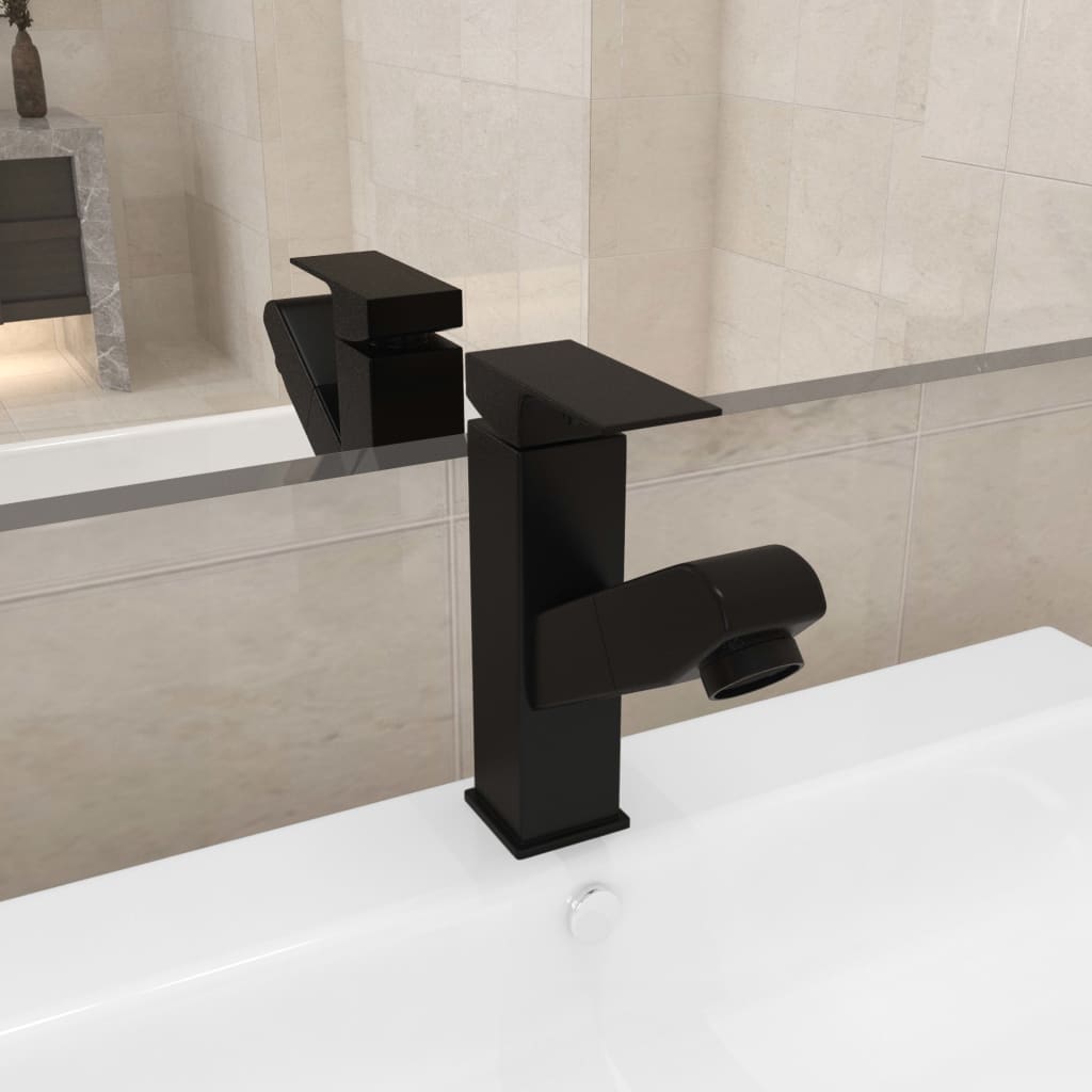 Rubinetto Lavabo Da Bagno Funzione Estraibile Nero 157x172 mm