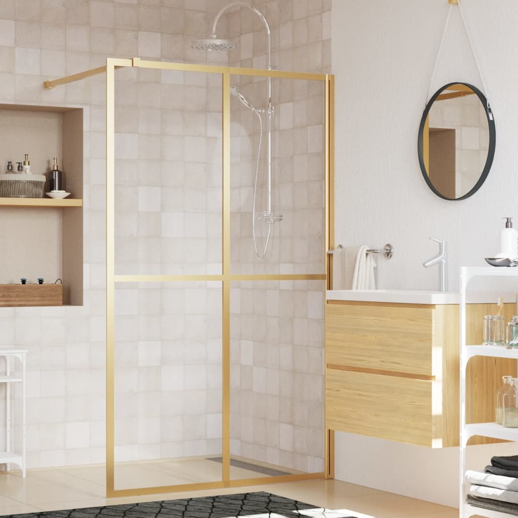 Parete Per Doccia WalK-In Vetro Trasparente Esg 118x195 Cm Oro - Image 3