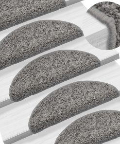Tappetini Per Scale 15 Pz 56x17x3 Cm Grigio Semicircolari