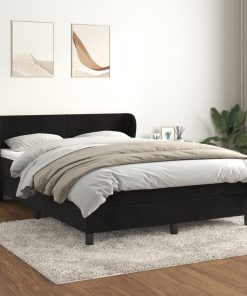 Giroletto A Molle Con Materasso Nero 140x200 Cm In Velluto