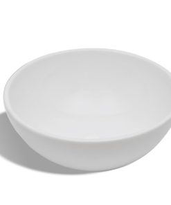 Lavello Bagno Con Miscelatore In Ceramica Rotondo Bianco