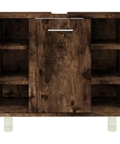 Armadietto Bagno Rovere Fumo 60x32x53,5 Cm In Legno Multistrato