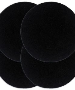 Tovagliette 4 Pz Nero Neutro 38 Cm Rotonde In Cotone