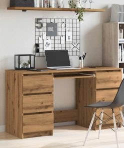 Scrivania Rovere Artigianale 140x50x77 Cm In Legno Multistrato