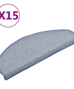 Tappetini Per Scale 15 Pz 65x24x4 Cm Grigio Chiaro E Blu Semicircolari Grandi