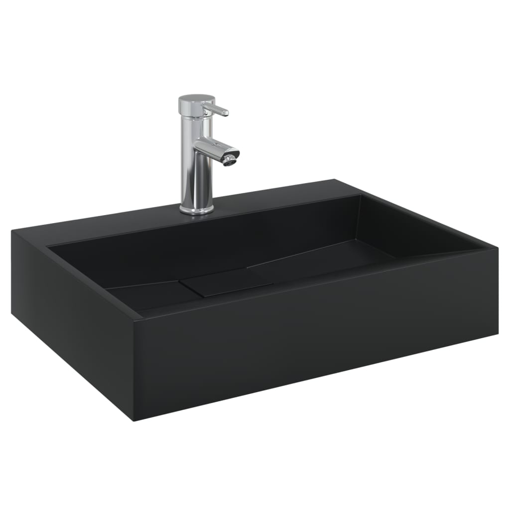 Lavandino 50x38x11 Cm Blocco In Marmo/minerale Nero Opaco