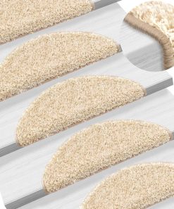 Tappetini Per Scale 15 Pz 56x17x3 Cm Crema Semicircolari